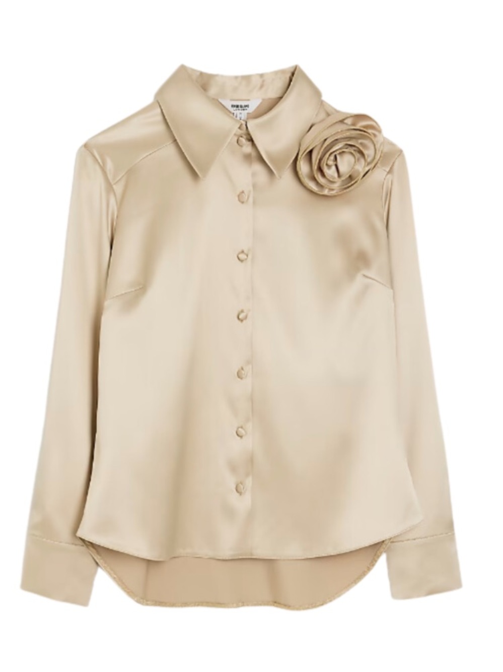 River Island Gold Satin Rosette Blouse US Size 14